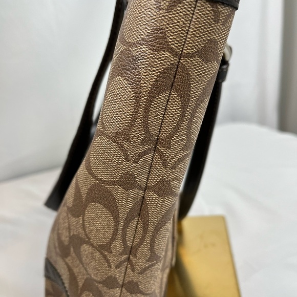 Authentic Coach F18917 Peyton Signature Logo Heritage Handbag Tote Brown Vtg Y2K - Picture 5 of 16